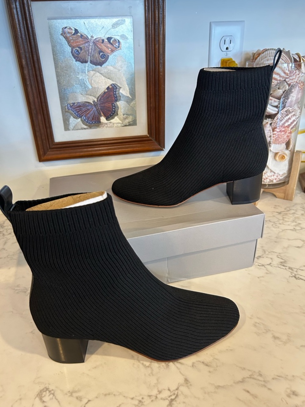 NWT Everlane The Glove Boot in ReKnit Black Heeled Bootie Size‎ 7.5